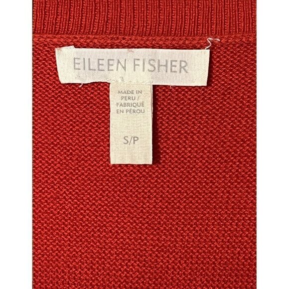 Eileen Fisher Red 100% Organic Cotton Peru Lava Long Sleeve Tunic Sweater - Picture 10 of 10